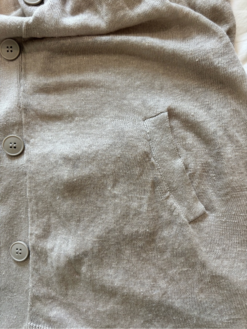 Garnet Hill Sz L 100% Linen Beige Button Down Cardigan Pockets Quite Luxury - Picture 4 of 9